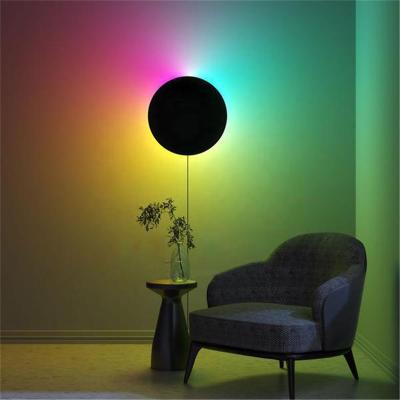 China Amazon Minimalist Zhongshan Decorative Sample Room Wall Lamp Led Modern Minimalist Bedroom RGB Dimmable Colorful Wall Lamp for sale