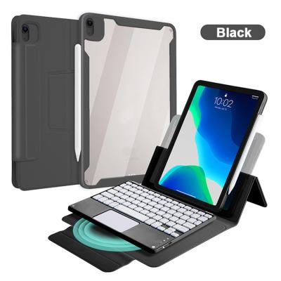 China New Design PU+PC Pro iPad Case 2021 2021 Inch 2021 Detachable Transparent Tablet Case With Wireless Touchpad Keyboard for sale