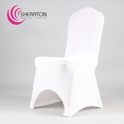 China New Design Durable Arched White Front Spandex Universal Chair Covers For Wedding Party for sale