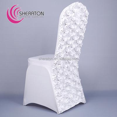 China Wholesale Durable Fancy Cheap Universal Rosette Spandex Chair Covers Wedding Decoration Wedding White Chair Covers for sale