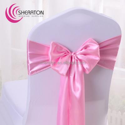 China Nantong factory durable wholesale supply wedding satin chair sash/damask chair cover decoration for banquet party in cheap price for sale