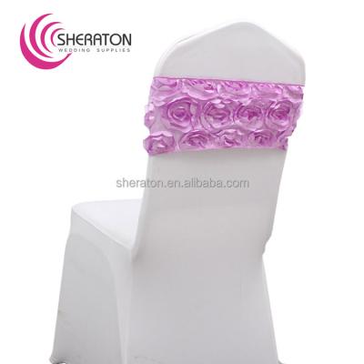 China Durable free tieing wedding fancy rosette chair sash for banquet party decoration at good price and quality /chair cover band for sale