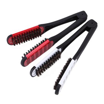 China Quick Duct Private Label Plastic Boar Bristle Hair Styling For Straight Curly Hair Straightener Brush for sale