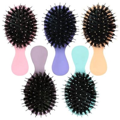 China Hot Selling Nylon Bristle Hair Brush Anti Mini Boar Bristle Hair Cushion Static Smooth Colorful Portable Brush Pad for sale