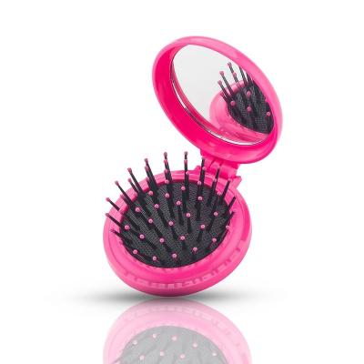 China Beautiful ABS Portable High Quality Plastic Foldable Mirror Comb Folding Hair Brush for sale