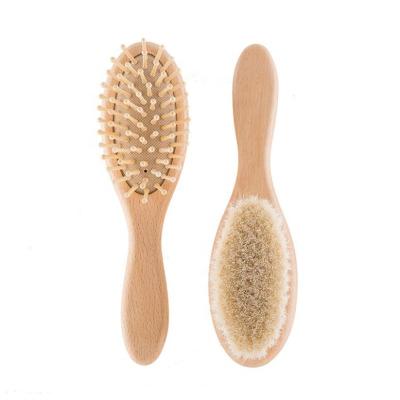 China Palette Pumperfect Wooden Air Cushion Baby Hair Brush and Comb with Natural Goat Hair for sale