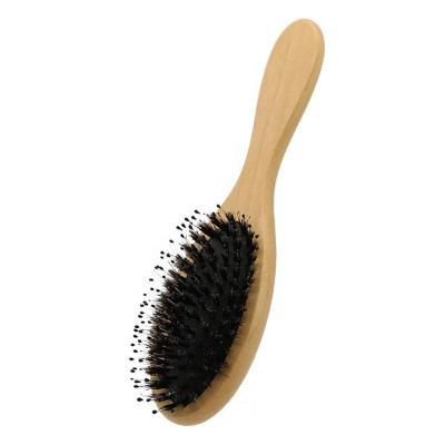 China Private Label High Quality Custom Logo Paddle Hair Extension Nylon And Boar Bristle Natural Wood Hair Brush For Women for sale