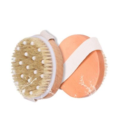 China All Natural Round Shape Natural Wood Boar Bristle Body Cleaning Brush For Shower for sale