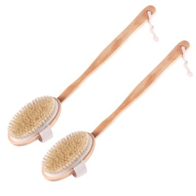 China Wholesale Natural Long Handle Mopping Body Boar Stiffens Wooden Bath Brush Removable Handle for sale