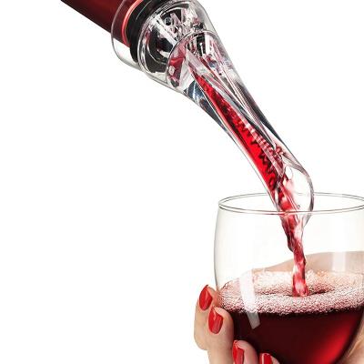 China One-Hand Operation BPA Air-Dried Clear Plastic Aroma Aerating Pourer With Stand Red Wine Bottle Aerator Spout for sale