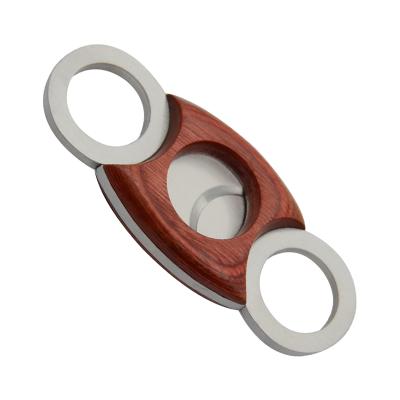 China Stainless/Color Wood Cigar Cutter,Built-in Stainless Steel V-Cut Cigar Cutter Cigar Puncher for sale