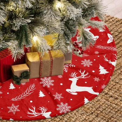 China Wholesale Mercerized Velvet Blanket Thick Mercerized Velvet Round Christmas Tree Skirt Custom Sublimation Printing Christmas Tree Skirt for sale