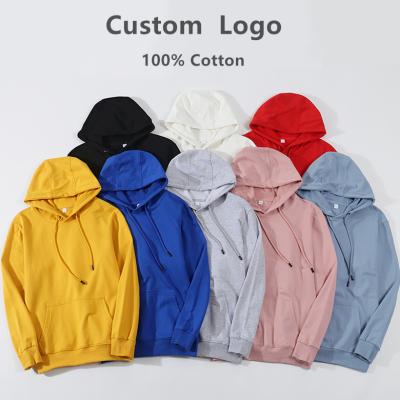 China Custom Logo Hoodie Men Heavy Embroidered Oversized 100% Cotton Anti-Wrinkle Pull Over French Terry Men's Hoodies and Sweatshirts for sale