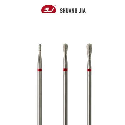 China Quickly Remove All SHUANGJIA Size Pear Shape High Quality Fine Diamond Nail Drill Bits Smooth The Cuticle Area for sale