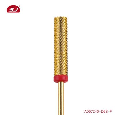 China Quick Remove Serie Super Long Flute Nail Gel SHUANGJIA Big Hard Barrel Bit New Gold Coating Drill Bits for sale