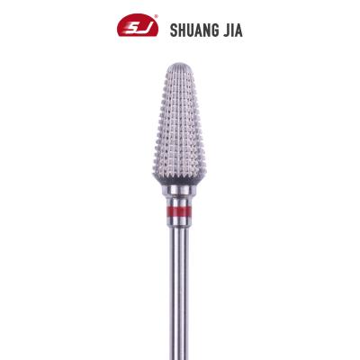 China Quickly Remove Gel SHUANGJIA 6.8MM Safety Hard Professional Straight Cut Tungsten Carbide Nail Drill Bit for sale