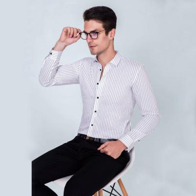 China Anti-pilling Business Style Stripe Design 100% Cotton Formal Shirts Men Latest Fashion Stylish Hot Products for sale