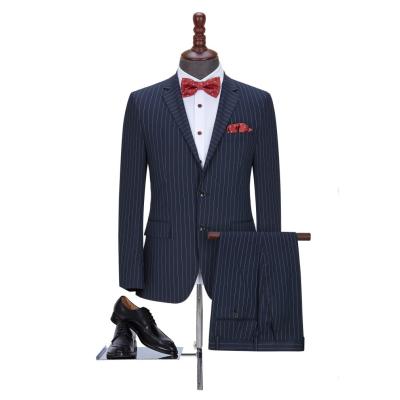 China bespoke Anti-wrinkle business elegant party striped single tier one button men suit set for wedding for sale