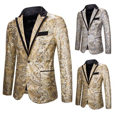 China Anti-wrinkle fashion high quality men's casual suits performance club dresses sequined men's emcee long sleeve suits for men for sale