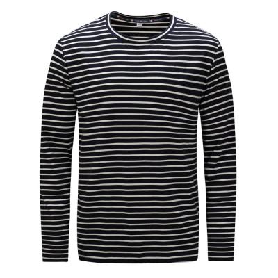 China New Simple Design Anti-Shrink Men's Long Sleeve Casual High Quality Wholesale Striped T-shirt Men's T-shirt for sale