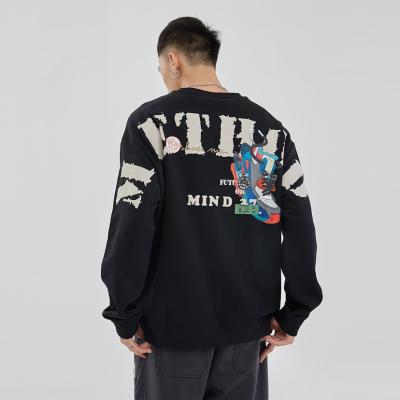 China New Viable WWK Street Style Loose Pattern Solid Color Letter Printing Crewneck Graphic Oversized Sweatshirt For Men for sale