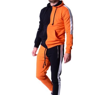 China 2022 Breathable Wholesale Custom Character Logo Fashion Casual Colorblock Hoodies+Sweatpants 2 Pieces Sports Tracksuits Set For Men for sale