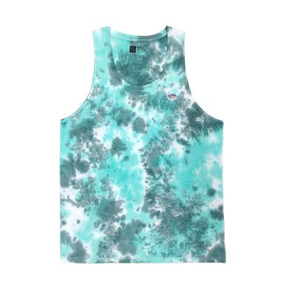 China Streetwear Tye Dye Raglan Sleeveless Shirts QUICK DRY Vest Top Tops Cotton Tie Dye Soft Tank Top For Men for sale