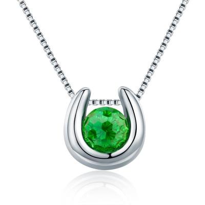 China CLASSIC Cheap Jewelry CZ Stone Green Pendant 925 Box Chain Zircon Women Necklace Silver Girls for sale