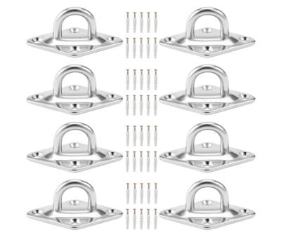 China Heavy Duty 304 Stainless Steel Pad Eye Plate Stainless Steel Ceiling Hooks With Screws Yoga Swings Hammocks for sale