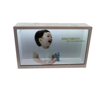 China Metal Display Cabinet Multitouch LCD See Transparent Display Box for sale