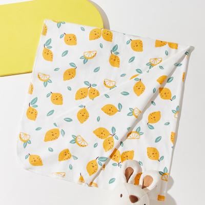 China Factory Wholesale 100%Cotton PORTABLE Soft Cozy Baby Blanket Custom Print Kid Blankets Fruit Bear Print Baby Blanket for sale