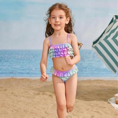 China OEM Factory Family Rainbow Breathable Swimsuit Baby Girl Bikini Swimwear Female Children Child Beach Swimwear for sale