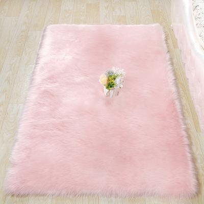 China Stain Leather Rectangular Plush Sheepskin Wool Cushion Window Cushion Living Room Bedroom Rug Covering Rug Like Sofa Resistant Australian Wool for sale