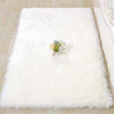 China Stain Resistant White Fluffy Soft Plush Wool Faux Fur Area Rugs Modern Rectangle Sheepskin Rug For Living Room Living Room Floor Mat Home Decor for sale