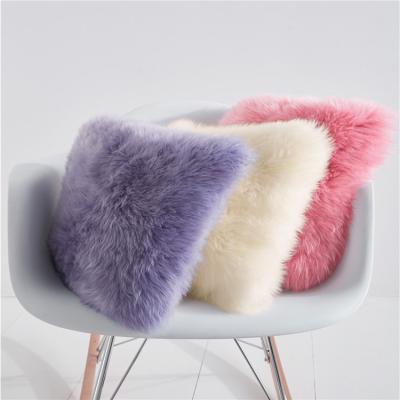 China Washable Natural Soft Full Wool New Zealand Checkered Genuine Leather Long Sheepskin Cushion for sale