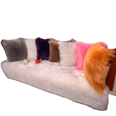 China Soft Original Customized Colorful Color Sheepskin Fur Sofa Bed Factory Pillow Cover for sale