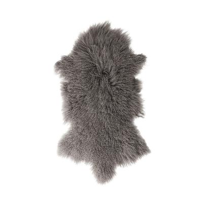 China Wholesale Auto Fur Gray Curly Tibetan Mongolian Blanket Color Curly Upholstery Fur Long Hair Sheepskin Blanket for sale