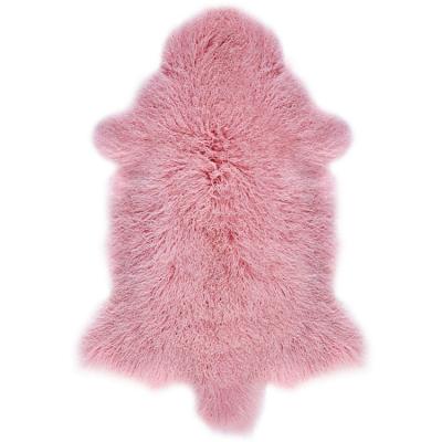 China Selling Pink Sheep Skin Auto Warm Covering Tibetan Lambskin Blanket Mongolian Lamb Skins for sale