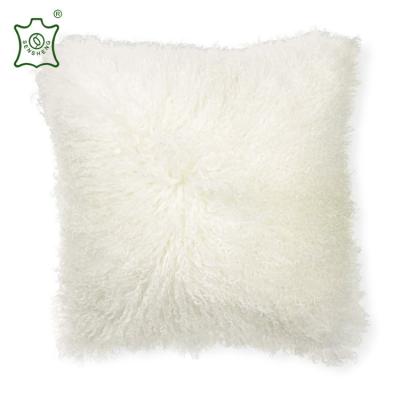 China 2020 Hot Sale Colorful Custom Mongolian Lamb Fur Pillow Anti-Static for sale