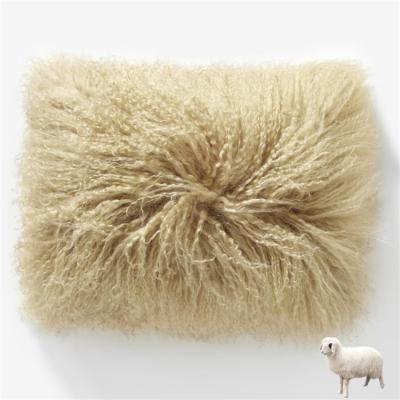 China Mongolian Decorative Super Faux Fur Cushion Soft Cover Anti-Apnea Soft Plush Tile Mongolian Fur Pillow for sale