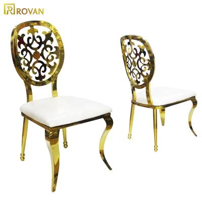 China 2019 Hotel Chair Bride and Groom Used Stainless Steel Wedding Chairs for Best Selling Gold Stackable Wedding Throne Chairs for sale