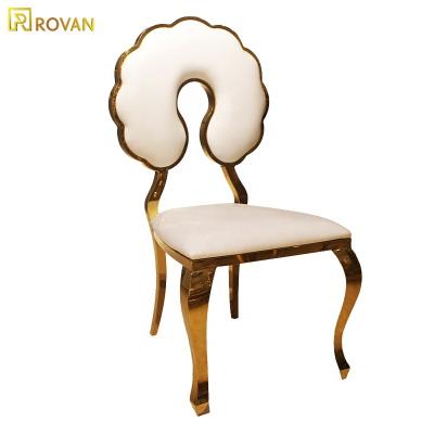 China Modern Stacking Hotel Chair Stainless Steel Wedding Chair New Luxury Gold Velvet Dining Chair for sale