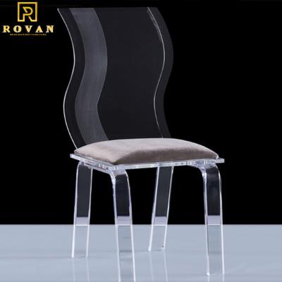 China New design hot sale modern high quality s-type clear acrylic wedding chair wholesale transparent acrylic chairs with cushion for sale