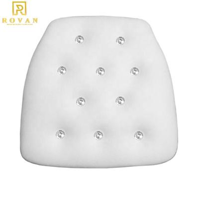 China Decorative leather crystal button chair cushion waterproof for chiavari chairs seating cushion for sale