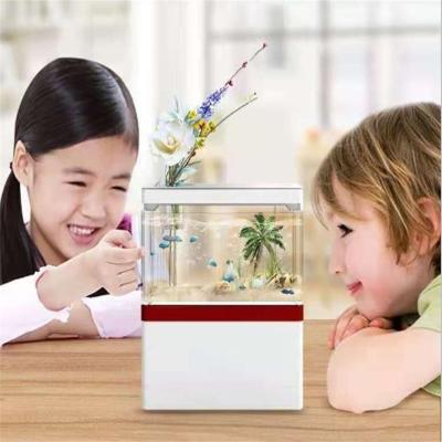 China ZAOHETIAN 5V Mini Fish Tank USB Desktop Aquarium Viable Mini Small Acrylic Fish Tank for sale