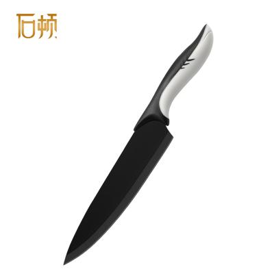 China Viable Chef Knife PP+TPR Dolphin Shape Handle 3cr13mov Black Blade Kitchen Knife Cutlery Stainless Steel Knives Set For Cooking for sale