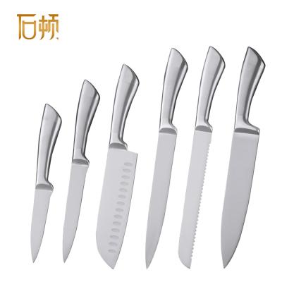 China Viable 6 Pieces Kitchen Stainless Steel Knives Set Ultrathin Chef Bread Slicing Santoku Kitchen Knife Serving Paring Set for sale