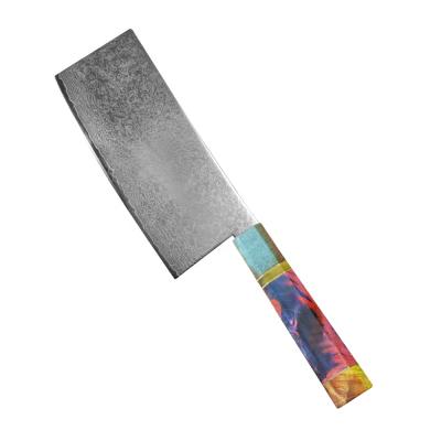 China Viable Damascus Octagonal Steel Cleaver Chinese Chef Knife 7 Inch Random Color Damascus Handle Pro Kitchen Knives for sale