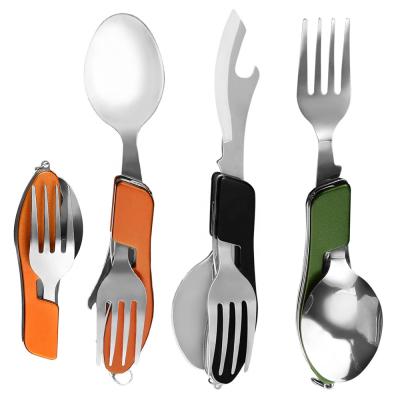 China Sustainable 4 in 1 Portable Flatware Set Utensils Stainless Steel Outdoor Travel Camping Ultralight Cutlery Set for Traveling for sale