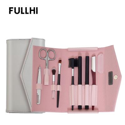 China Full Eye Grooming Scissors 8 PCS/Set Eyebrow Makeup Tool Kit Brow Brush Eyebrow Tweezers Trimmer Comb Kit Double Head Eyebrow Pencil for sale